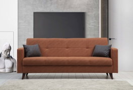 Atelier Del Sofa Polya - Sofá cama de 3 plazas en Rojo teja